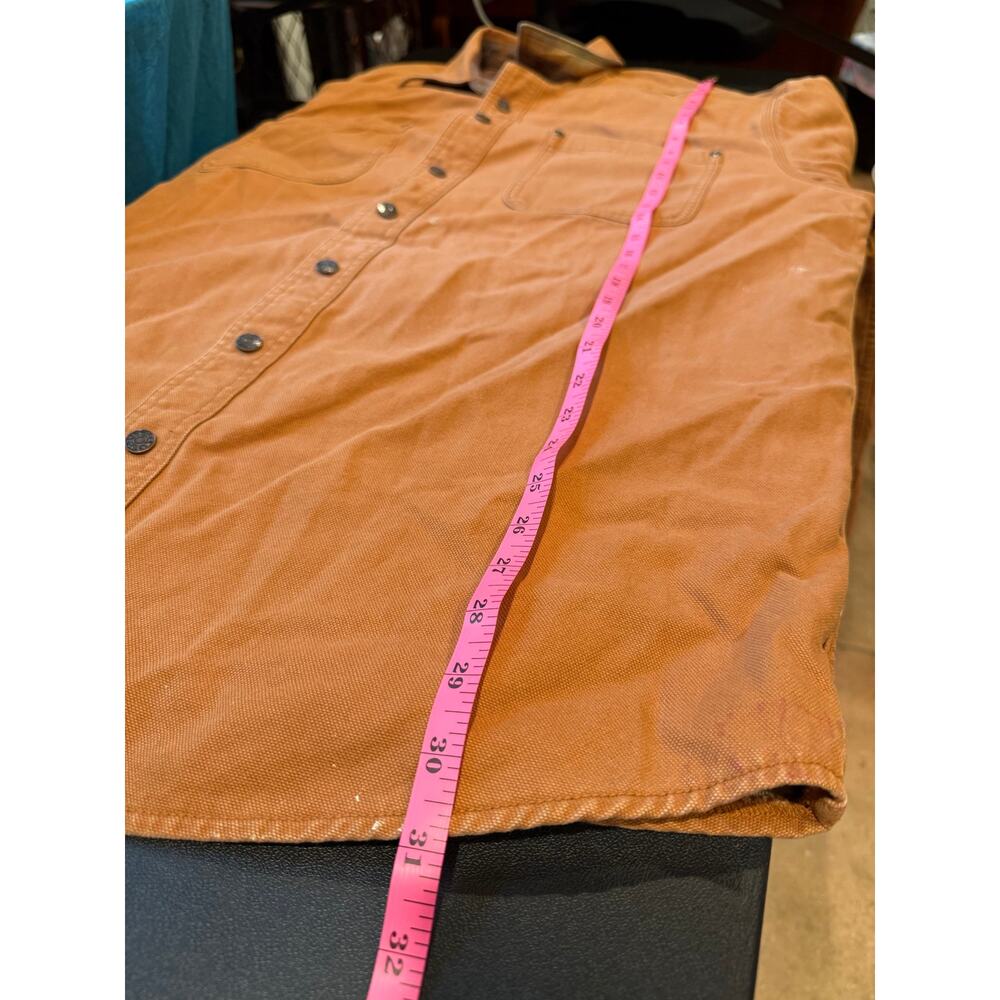 L.L.Bean Men Large Brown Canvas Shirt Flannel Lined Cotton Outdoor Workwear - Picture 4 of 15